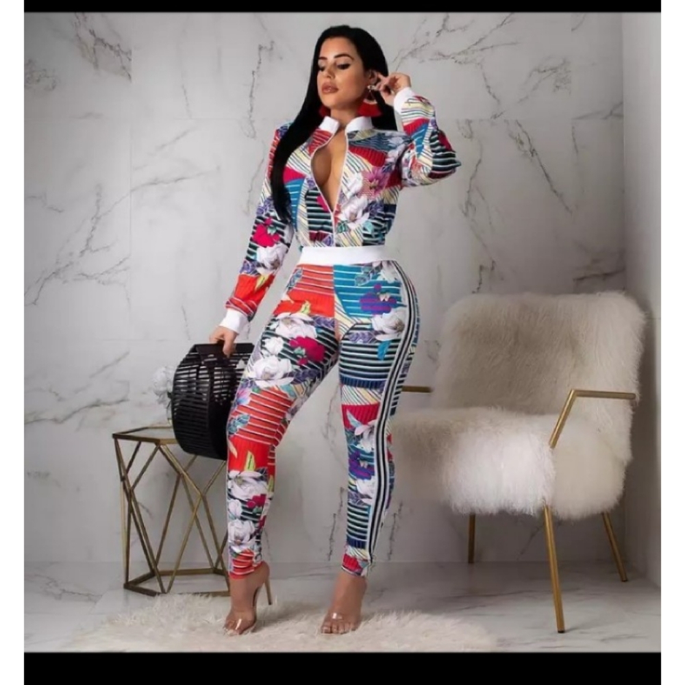 Women's tracksuit 2 piece set Sexy Floral Small
